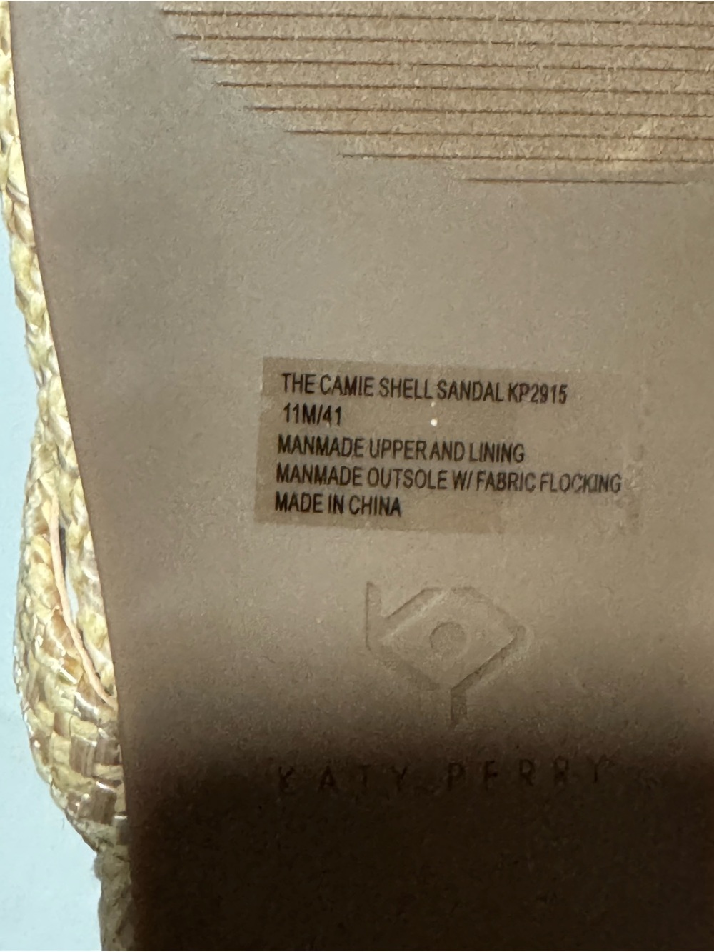 Katy Perry Collections Tan Woven Slide Sandals with Gold Shell Charm - Picture 3 of 4